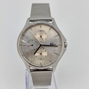 Lacoste Men's Analog Watch 38MM Gray Dial Gray Mesh Bracelet Band New Battery